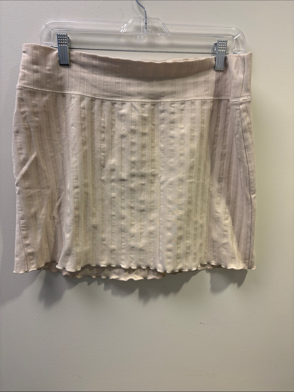 aerie Offline Cream Ribbed Skater Mini Skirt